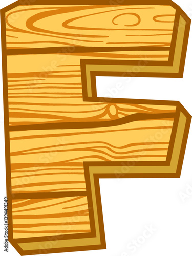 Wood Plank Style Letter Vector Element Alphabet F