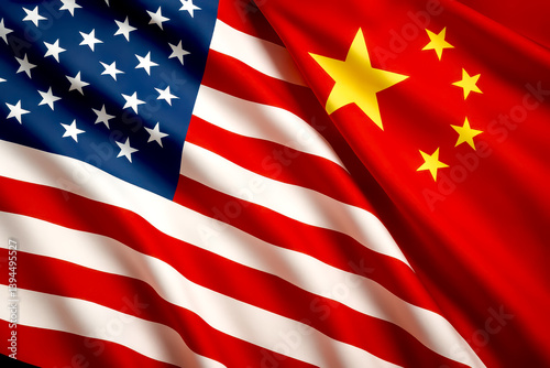 Obraz na płótnie Flags USA / China / Relations / Conflict w salonie