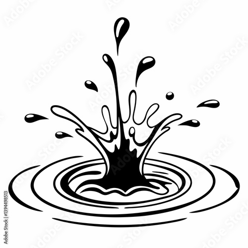 An abstract ink splash design in black, showcasing dynamic lines and the essence of liquid