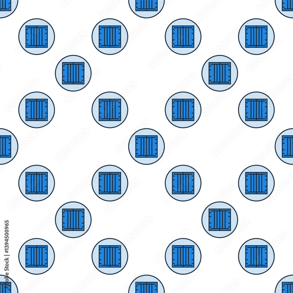 Fototapeta premium Blue Circle with Shipping Container vector seamless pattern or cargo background