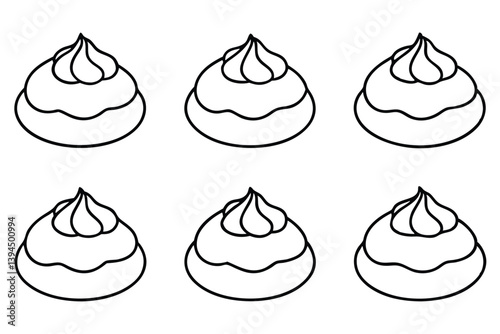 pavlova line art highlighting the delicate details of meringue peaks