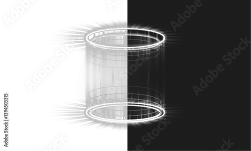 Magic Time Warp Vortex Glowing Portal Hologram Teleport Radiant Space Futuristic High-Tech Neon Portal Sci-Fi Energy Digital Cosmic Fantasy Neon Time Travel Holographic Sci-Fi Portal White PNG