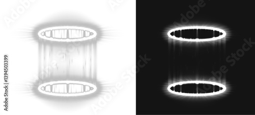 Magic Time Warp Vortex Glowing Portal Hologram Teleport Radiant Space Futuristic High-Tech Neon Portal Sci-Fi Energy Digital Cosmic Fantasy Neon Time Travel Holographic Sci-Fi Portal White PNG