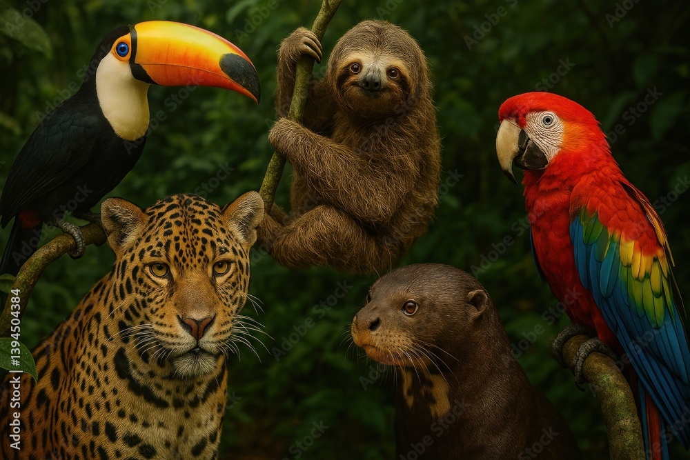 Fototapeta premium Tropical wildlife diversity captured beautifully.