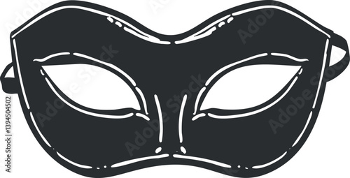 Illustration of a black masquerade mask, perfect for costume parties and theatrical events.