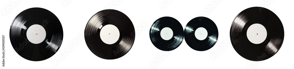 Obraz premium Minimalist mockups of vinyl records arranged in a stylish, isolated layout for artistic presentation