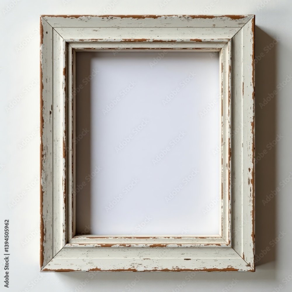 Fototapeta premium Aged whitewashed wood frame, distressed texture, art, distressed wood, clean background