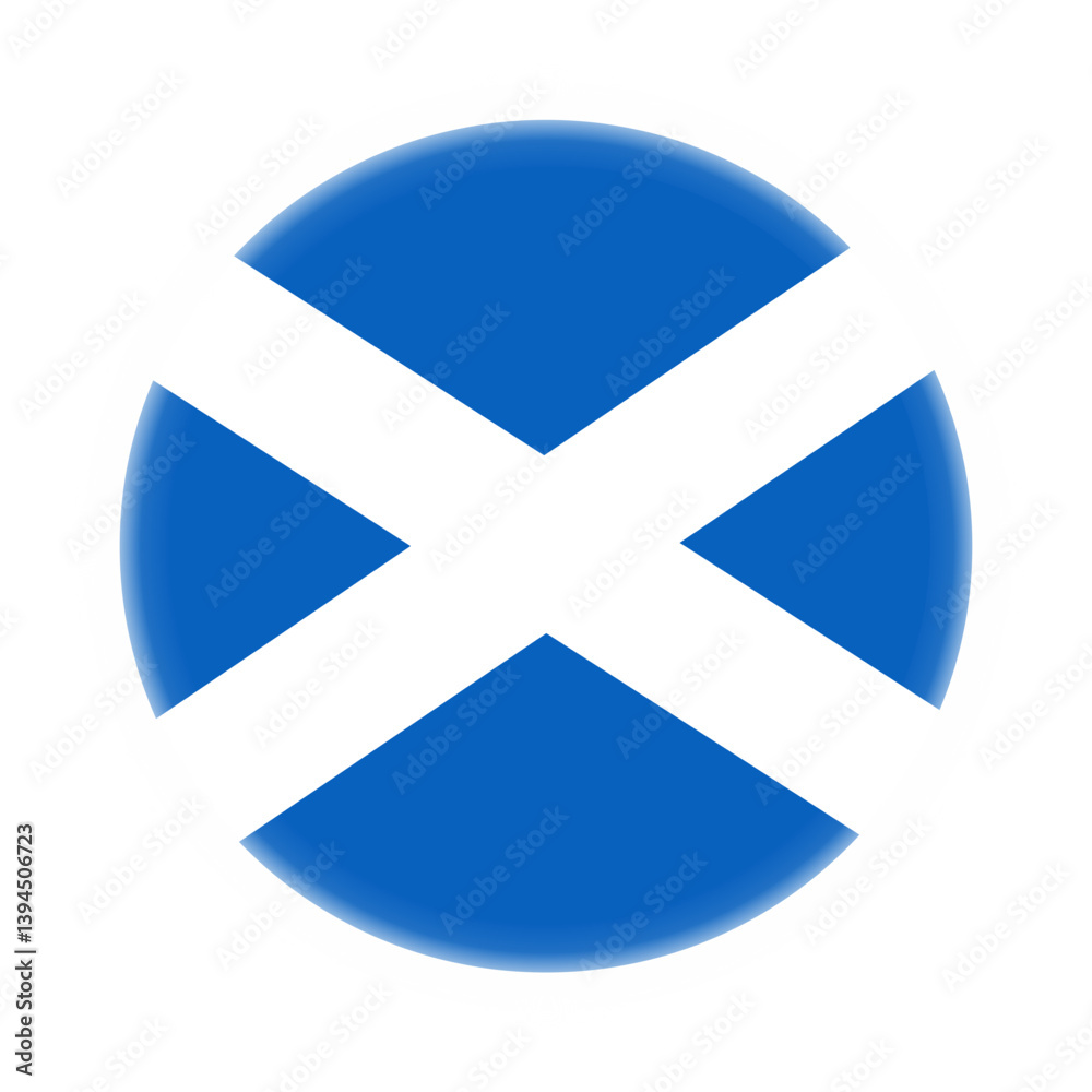 Obraz premium Glowing Round Scotland Flag