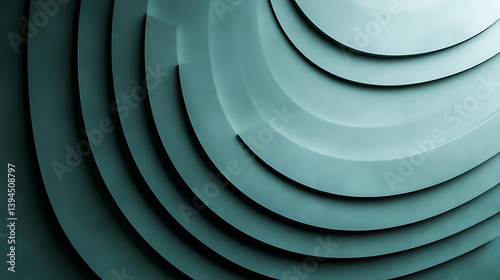 Subtle concentric circles on a muted jade surface, Gradual expansions creating a smooth, structured pattern