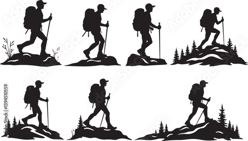 Hiker's Journey Through the Pines"

"Silhouettes of Adventure: Forest & Trail"  Nature Trails & Evergreen Dreams"