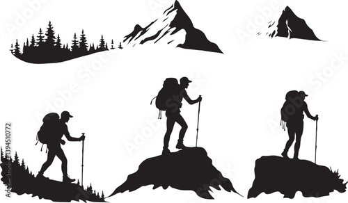 Hiker's Journey Through the Pines"

"Silhouettes of Adventure: Forest & Trail"  Nature Trails & Evergreen Dreams"