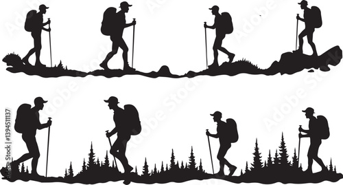 Hiker's Journey Through the Pines"

"Silhouettes of Adventure: Forest & Trail"  Nature Trails & Evergreen Dreams"