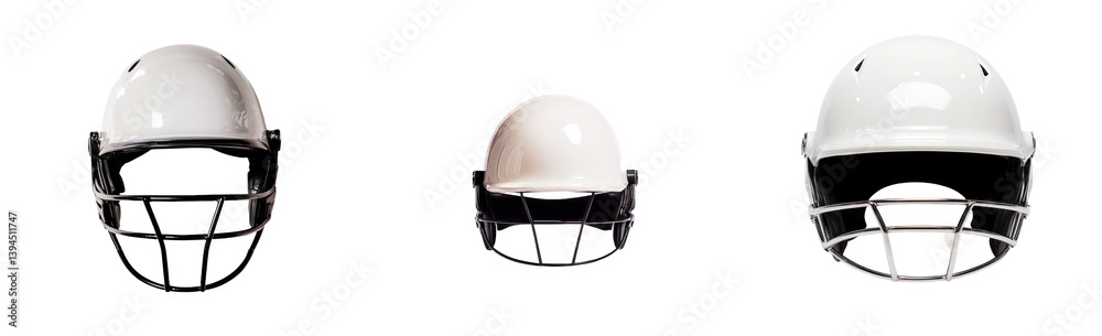 Fototapeta premium Minimalist mockups of white sports helmets displayed against a clean background for design and branding purposes