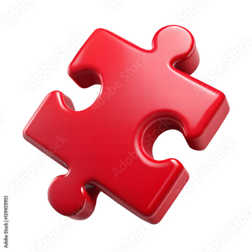 3D Red Jigsaw Puzzle Piece Isolated on Transparent Background. Red Puzzle Piece PNG. Puzzle Piece Clipart.