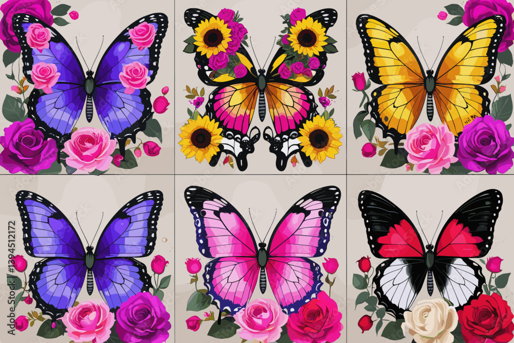 Floral Butterflies Vector Set Art Floral Butterflies Vector Set Art