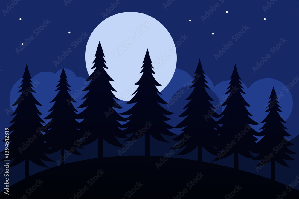 night landscape with trees