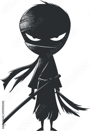 Silhouette of a ninja warrior with a sword, showcasing a mysterious and stealthy pose.