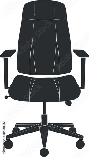Black office chair with armrests and wheels, featuring a modern ergonomic design for comfort.