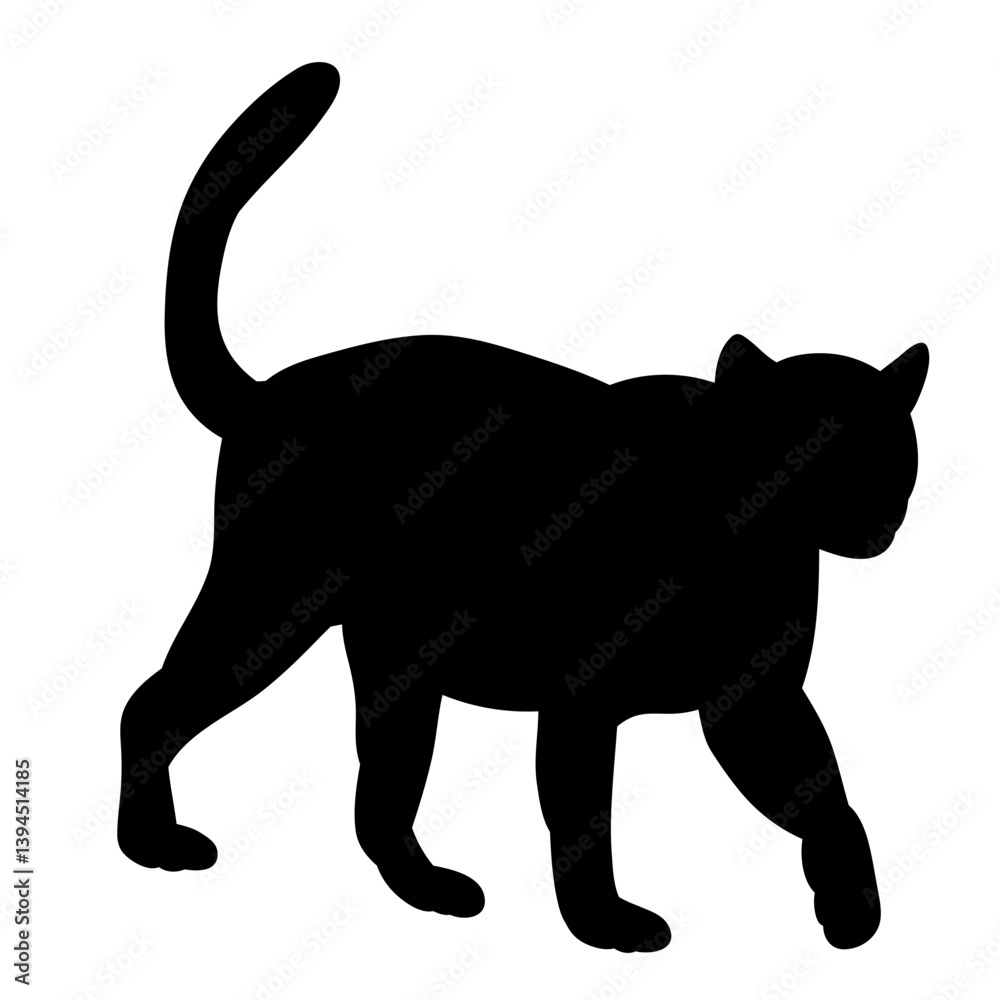 Fototapeta premium silhouette of a jaguar walking on a white background, vector