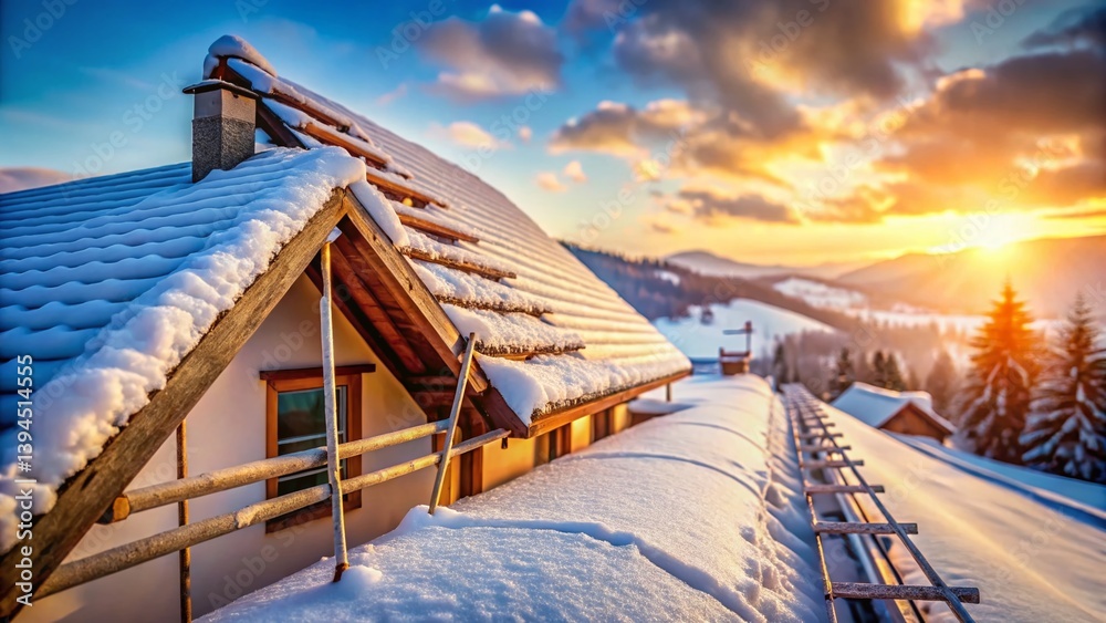 Tranquil SnowCovered Home Receives Essential Winter Roof Repair Expert Maintenance Ensures LongTerm Protection and