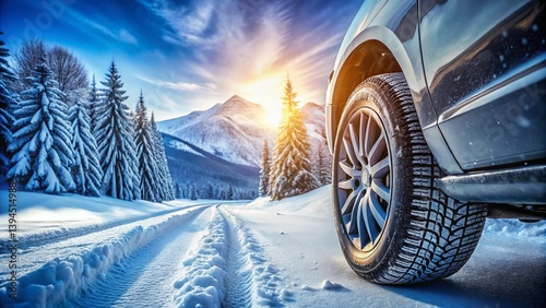 Obraz na płótnie Winterize Your Ride for a Safe and Smooth Snow Day Expertly Installed Winter Tires Ready for Any Winter w salonie