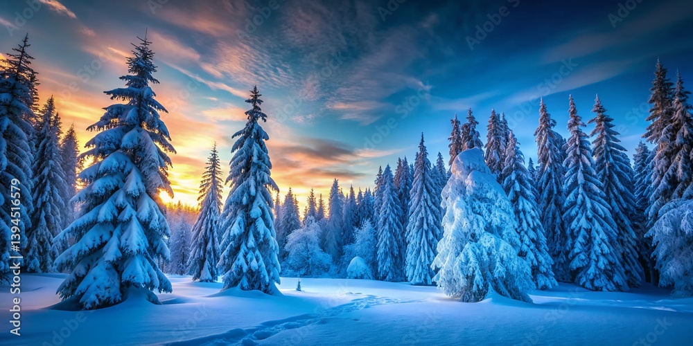 Enchanting Winter Wonderland Majestic SnowCovered Trees in a Frozen Forest a Stunning Display of Natures Frost