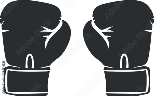 Silhouette of boxing gloves icon, ideal for sports, fitness, and training designs.