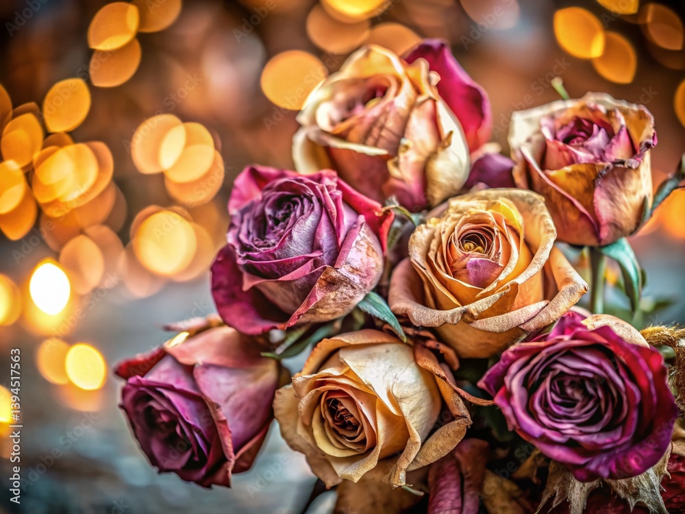 A Stunning Macro CloseUp of a Withered Rose Bouquet Dried Floral Beauty for Desktop Wallpaper