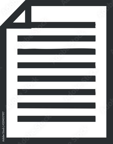 Black and white icon of a lined paper document representing text or written information.