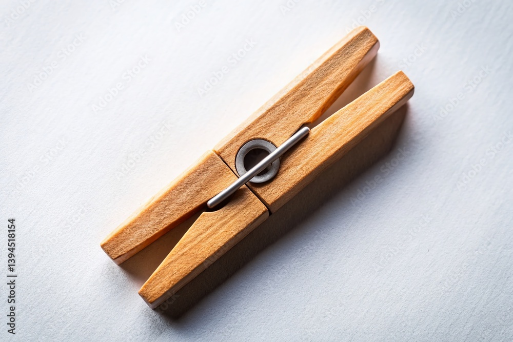 Simple Wooden Clothes Pin on White Striped Background A Versatile and Timeless Image for Craft Home Decor and