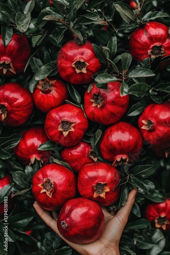 Handful of ripe pomegranates photo