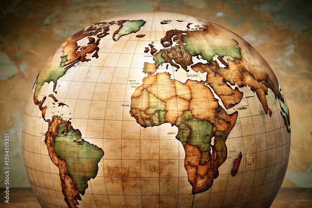 Global Perspective A Detailed World Map Centered on a Stunning Globe Unveiling Earths Diverse Landscapes and Cultures