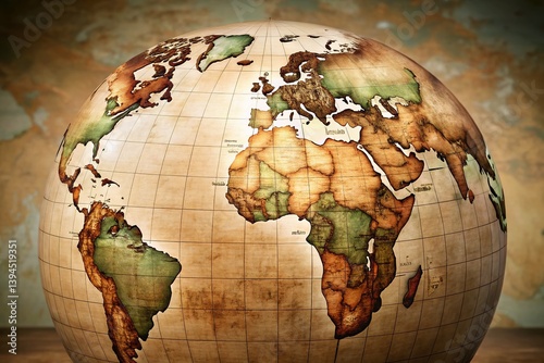 Obraz na płótnie Global Perspective A Detailed World Map Centered on a Stunning Globe Unveiling Earths Diverse Landscapes and Cultures w salonie