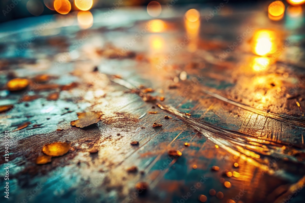 Intriguing Scratched Metal Texture with Bokeh Background A Study in Industrial Grunge and Depth of Field