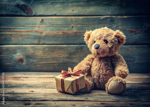 A Sentimental Gift for a Beloved Worn Teddy Bear Vintage Childs Toy Photography Captures a Moment of Joy