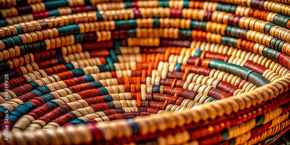 Closeup View of a Natural Fiber Woven Basket Detailed Texture and Intricate Patterns in Macro Photography