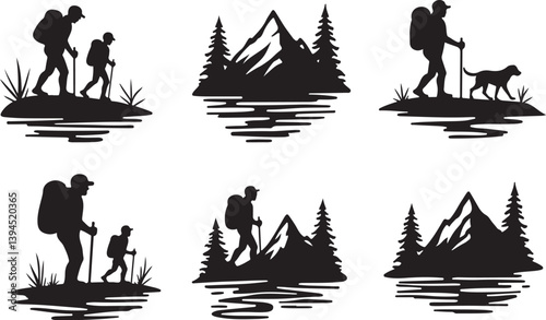 Hiker's Journey Through the Pines"

"Silhouettes of Adventure: Forest & Trail"  Nature Trails & Evergreen Dreams"