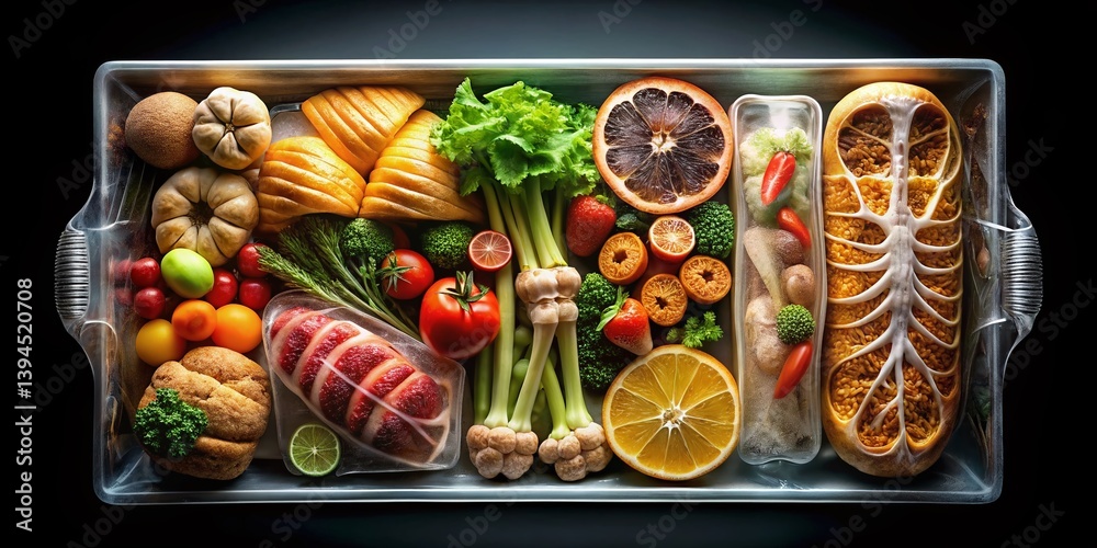 Scrumptious Snacks and Nutritious Meals A Culinary XRay Vision of Delicious Food Captured with Artistic Flair