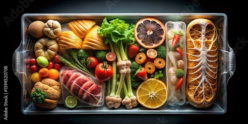 Obraz na płótnie Scrumptious Snacks and Nutritious Meals A Culinary XRay Vision of Delicious Food Captured with Artistic Flair w salonie