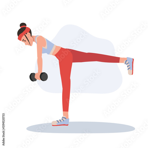 Woman exercising with dumbbells, strength training