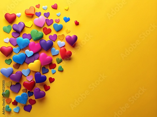 Obraz na płótnie Vibrant Valentines Day Hearts Silhouette Design A Colorful Celebration of Love and Connection on a Sunny Yellow w salonie