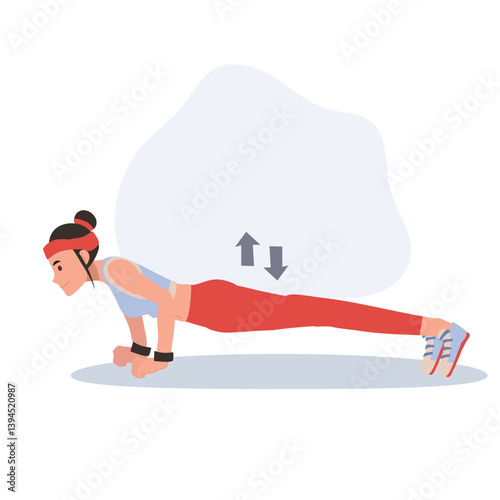 Fit woman training with push ups to build muscle and improve core strength