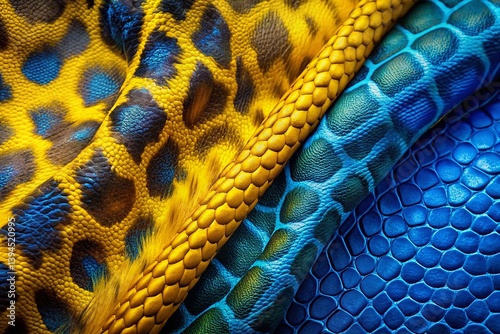 Obraz na płótnie Vibrant Yellow and Blue Animal Print Fashion Photography Abstract Textured Background for a Bold Style Statement w salonie