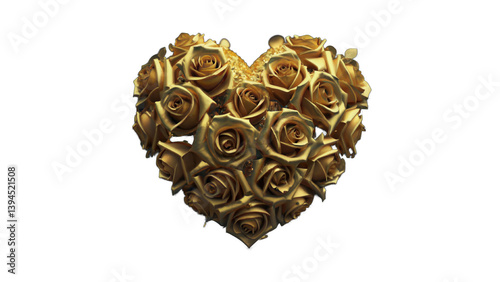A heart of golden roses representing luxury, beauty, and cherished love.