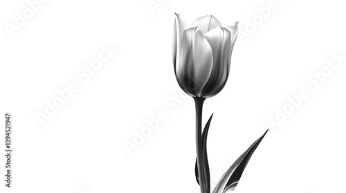 Wallpaper Mural Elegant Black and White Tulip on White Background - Monochrome Floral Art Torontodigital.ca