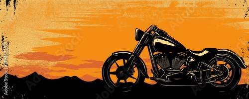 Sunset Silhouette of a Classic Motorcycle
