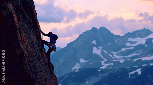 climber gripping a rocky ledge, struggling but determined to reach the peak 