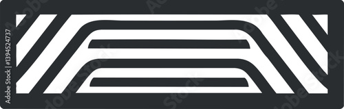 Abstract black and white geometric pattern resembling a barcode design with parallel lines.
