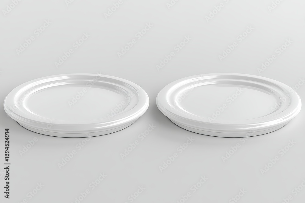 Two white jar lids on plain background. Possible use packaging design Two white jar lids on plain background. Possible use packaging design