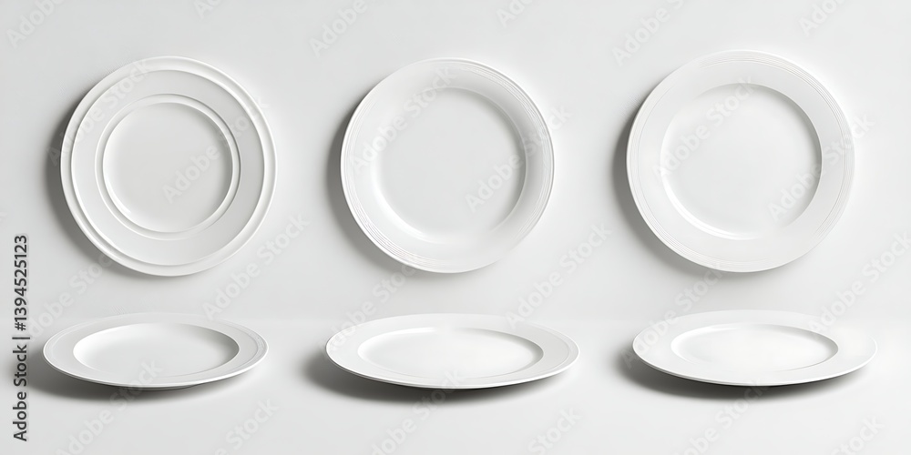 Empty Plates On White Background Empty Plates On White Background